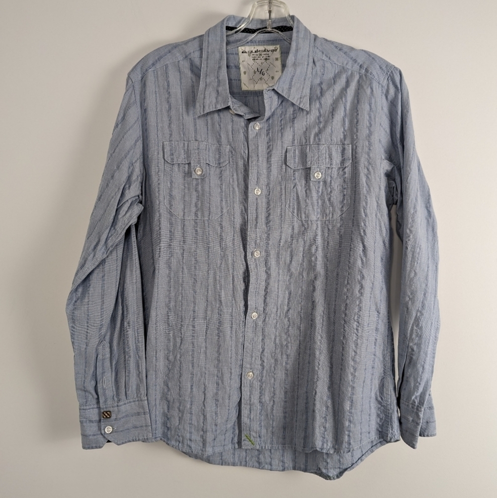 Quiksilver Men's Large Light Blue Cotton Casual Button-Up Shirt
